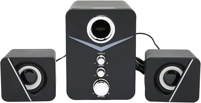 Computer Speakers 2.1 Channel Deep Bass Mini Desktop Speaker HiFi Stereo Computer Sound Bar RGB Home Speaker System for Wedding Party (Black)
