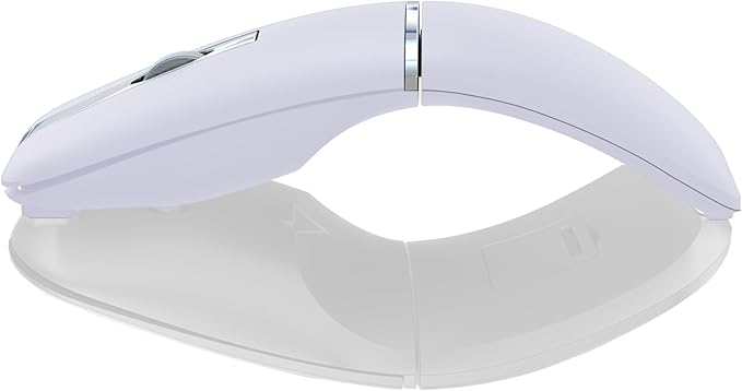 Bluetooth Arc Mouse Wireless Silent Travel Mouse Rechargeable with BT &amp 2.4G Dual Mode Slim Rotatable Portable Mobile Mice USB Optical Computer Mice for PC Laptop Macbook iPad Tablet -Lilac Purp