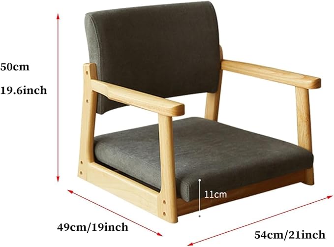 ELEFOCUS Floor Chair with Back Support Timber Floor Gaming Chair Comfy Padded Meditation Floor Seat Reading Tatami Chair(/Gray a)