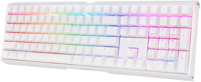 Laptop Keyboard Mechanical Gaming Keyboard with Black Switch 104 Keys LED RGB Backlit Cherry MX Blue Switches for PC/Games Computer Keyboard (Color : Black) (White)