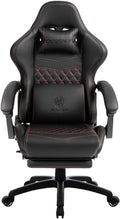 Dowinx Gaming Chair Big and Tall Ergonomic Game Chair for Adults with Footrest and Massage Lumbar Support High Back Computer Gamer Chair PU Leather 350Lbs for Office Home Black