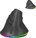 Wireless Mouse Bluetooth Rechargeable Dual Mode Ergonomic Vertical Large Carpal Tunnel Ergo Optical Travel Cordless Mice for PC Laptop Computer Mac iPad Pro MacBook Pro/AirRGB LightSide Buttons