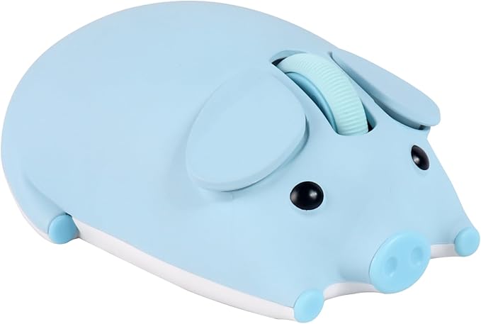 Bluetooth Mouse 2.4G Mice Cute Cartoon Pig Dual Mode (Bluetooth or 2.4 GHz Receiver) Computer Mice 1200 Silent Clicks Cordless Mouse for Laptop/Notebook/iPad/PC/Mac/Chromebook Office Home Gift(Blue)