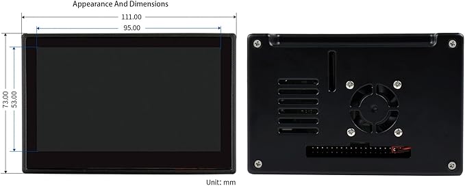 Waveshare 4.3 Inch Touch Screen DSI LCD with Case for Raspberry Pi 4B 800×480 Resolution Monitor IPS Capacitive Screen Support Raspbian/Ubuntu/Kali/Retropie/WIN10 IoT