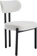 Adjustable Office Computer Chair with Armrest 1pcs Linen Beige Upholstered No Armrests Dining Chairs with Black Metal Legs Curved Backrest