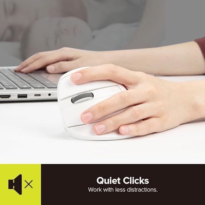 DELUX Left Handed Ergonomic Mouse Mini Wireless Vertical Mouse Silent Click Ergonomic Mouse Up to 4000 DPI 6 Buttons Rechargeable Bluetooth/2.4G/ Wired Tri-Mode for Laptop/PC (M618ZD-White)