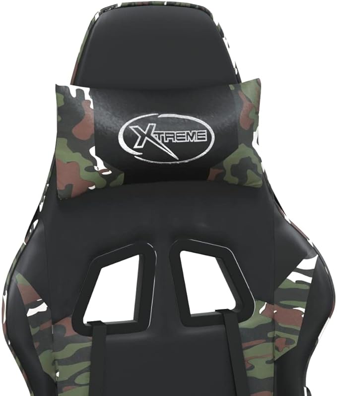 Massage Gaming ChairComputer Gaming Chair Swivel Task Chair with Headrest and Lumbar Support Suitable for Office Gaming Room with Footrest Black Camouflage Faux Leather