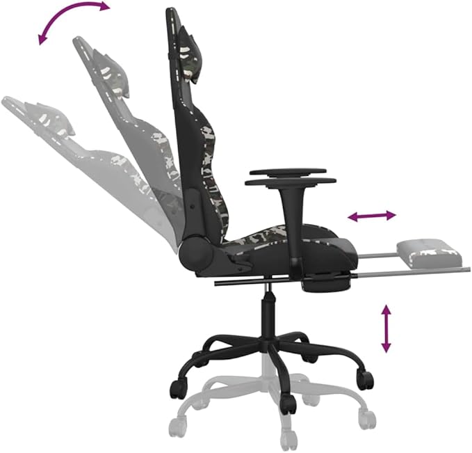 Massage Gaming Chair with FootrestFaux Leather Computer Game ChairMassage Office ChairErgonomic Desk Chair PC Gaming Chair for Adults Teens(Black&ampCamouflage) -AA