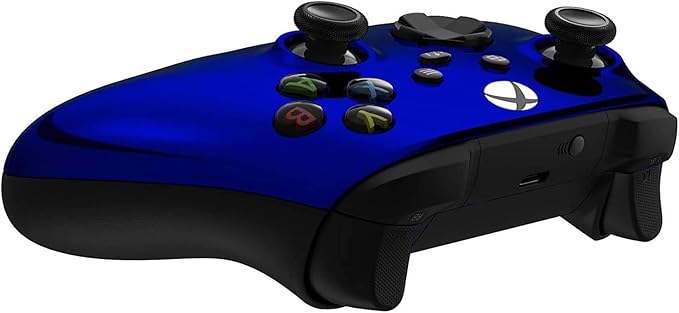 Custom Controllerzz Wireless Controller for Microsoft Xbox Series X/S &amp Xbox One - Custom Soft Touch Feel - Custom Xbox Series X/S Controller (X/S Blue Chrome)