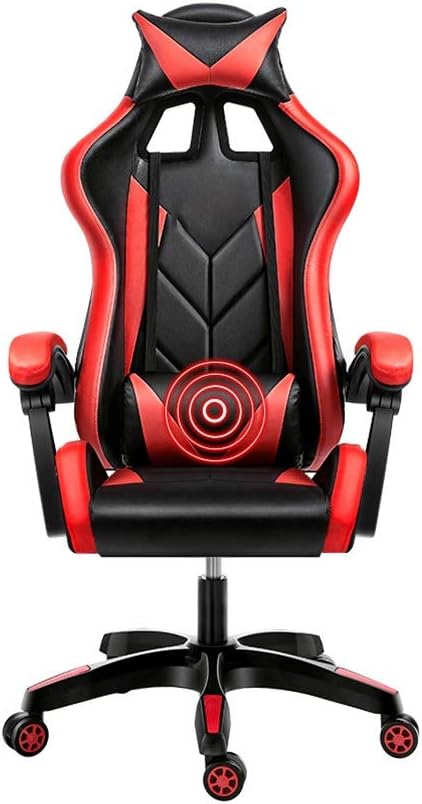 Swivel Chair Gaming Chair Ergonomics Liftable Office Chair Massage Lumbar Support Racing Chair for Student Dormitory OfficeRed