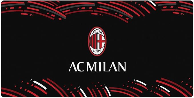 Head Case Designs Officially Licensed AC Milan Curved Crest Logo 23.62 x 11.81 x 0.12 inches (600 x 300 mm) - L Gaming Office Desk PC Keyboard Mouse Mat Pad