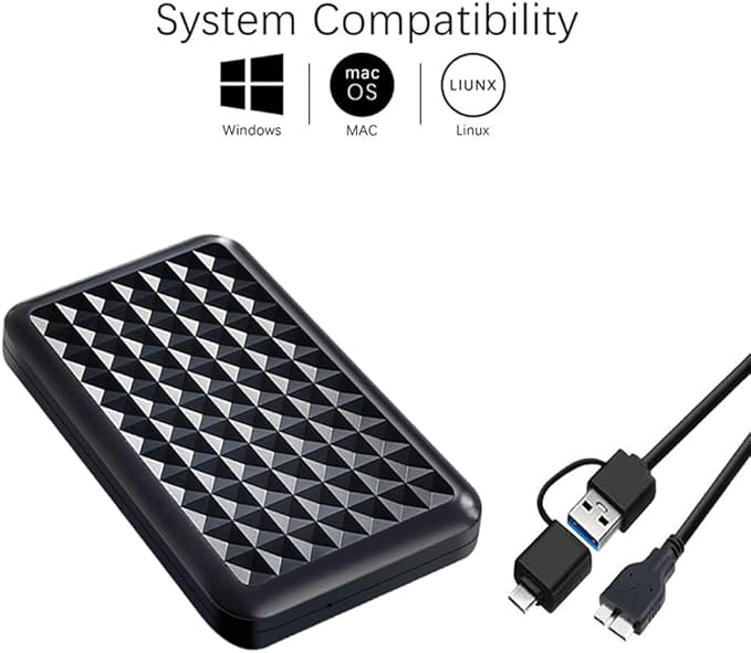 Ultra Slim Portable External Hard Drive 2.5'' USB 3.0 HDD Storage for PC Mac Laptop PS4 PS5 Xbox one (320GB)