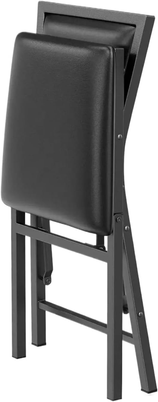 Adjustable Office Computer Chair with Armrest 1pcs Black Foldable Dining Chairs with Cushion Heavy Duty Metal Frame for Small Spaces