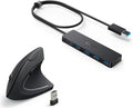 Anker 4-Port USB 3.0 Hub Ultra-Slim Data USB Hub 2.4G Wireless Vertical Ergonomic Optical Mouse