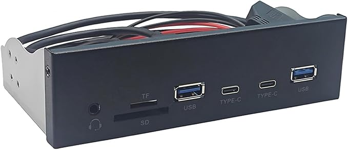 USB Front Panel hub USB3.2 Gen1 5.25Inch Front Panel with Double USB3.0 Type C Port and Memory Card Reader Earphone Adapter