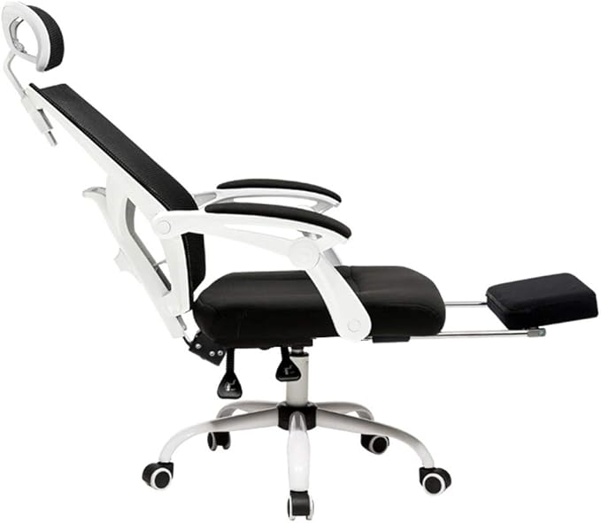 Swivel Office Chair Computer Chair Office Chair Backrest Gaming Chair The Company Chairs Reclining Ergonomic Chair with A Footrest White/Black Task Chair