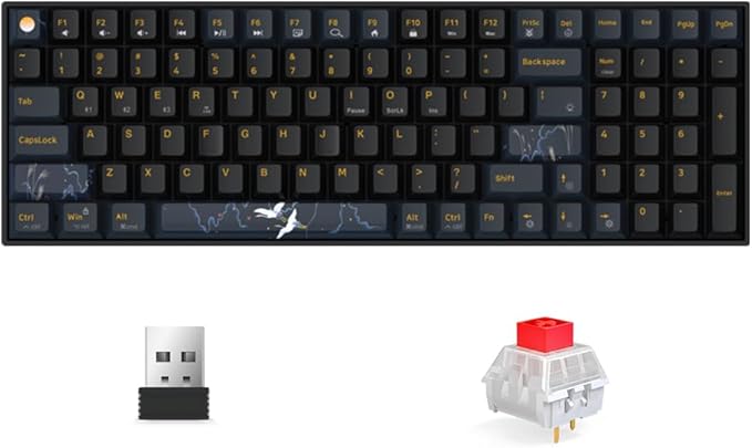 Newmen GM1000 Wireless Mechanical Gaming KeyboardBluetooth 2.4G/Wired Hot Swappable Custom KeyboardRGB Backlit Mechanical Keyboards for with Number Pad for Mac/Win(Blueblack Keycaps-Box Red Switch)