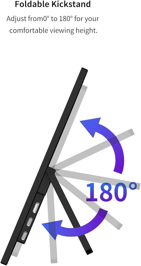 cjc 18.5 FHD Portable Touch Screen Monitor with Kickstand - USB C HDMI External Travel Display for Laptop Phone Gaming Console Second Screen (18.5” 120Hz)