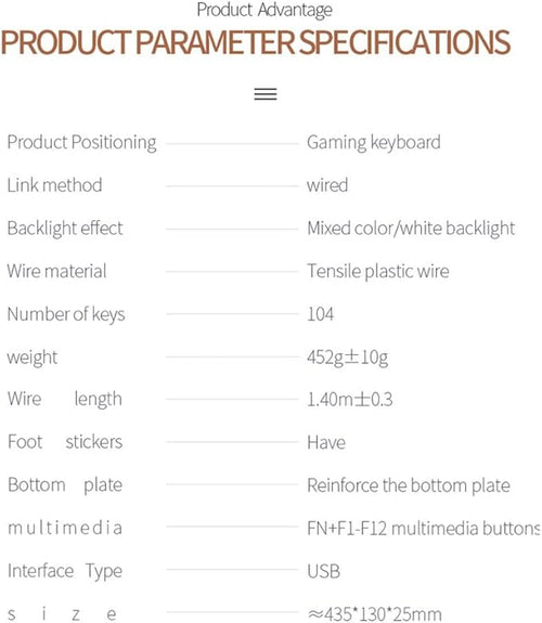 104-Key Mechanical Gaming Keyboard - Backlit USB Wired Mixed Light (Black)