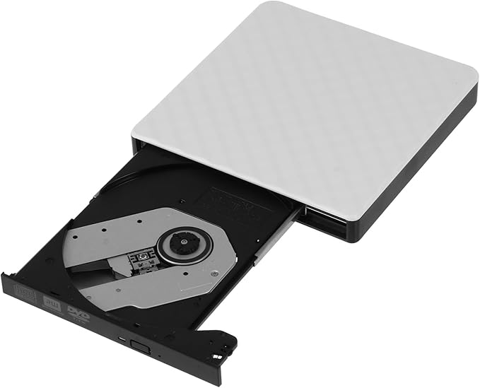 Kichvoe External DVD Drive USB 3.0 DVD Burner Portable CD Writer Compatible with Laptop Desktop White Optical Disk Drive for Data Backup and Media Playback