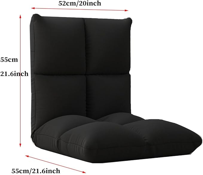 BTZHY Floor Chair Floor Chair with Backrest Foldable 6-Position Lazy Sofa Meditation Chair Window Chair for Adults Floor Chair Gaming Folding Lazy Sofa Chair for Living Room Bedroom(/Gray)