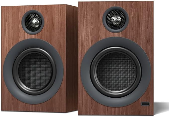 Bluetooth Bookshelf Speakers 75W Powered Active Speaker with 4 Inch Woofer HiFi Speaker with aptX Bluetooth USB for Home Studio Gaming Set of 2 Bronze