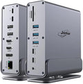 Vertical Laptop Docking Station 3 Monitors 15-in-1 USB C Dock Station Hub Triple Display with 2X 4K HDMI &amp 1x DP 10Gbps USB-C and USB-A 3.2 Data 100W PD Charging+Ethernet+SD/TF+Audio