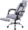 Reclining Computer Chair Home Computer Chair Mesh Office with Wheel Chair Game Gaming Chair Boss Chair Steel Foot Rotating Lift Armrest Boss Chair -Gray