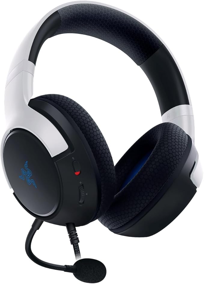 Razer Kaira X Wired Headset for PlayStation 5 (50 mm Driver Hyperclear Cardioid Microphone Volume Control Microphone Mute Button) Black/White