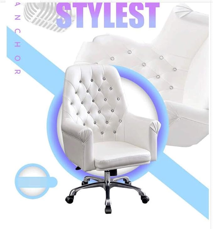 YYDS Chair Girl Gaming Chair Rotatable Lift Computer Chair with Fixed Armrest for Bedroom and Living Room Ergonomic Office Chair Ergonomically (Color : White)