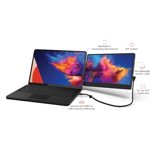LUXOR SideTrak Swivel HD 14 Inch Attachable Portable Monitor