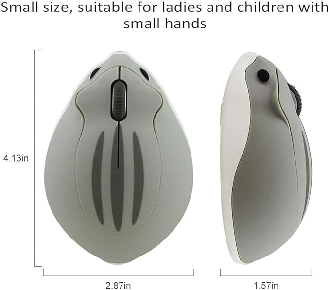 CHUYI 1 Pack Cute Hamster Shaped Wireless Optical Mouse Grey Color and 1 Pack Panda Shape Wired Mouse for Computer Laptop
