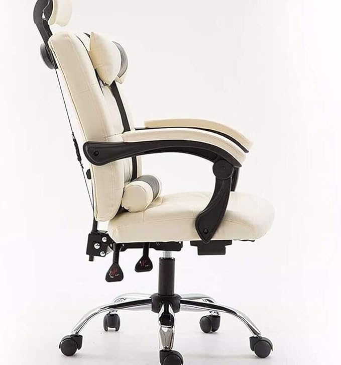 HOTRA Gaming Chair with Footrest and Massage Ergonomic Computer Game Chair High Back Computer Gamer Chair Video Gaming Chairs PC Office Chair (Color : Beige)