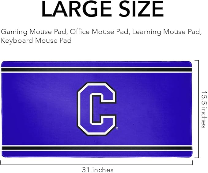Cornell College Big Red Primary Logo Stripes Large Gaming Mouse Pad Desk Mat with Stitched Edges Non-Slip Base for Gamer Home and Office 31.5 x 15.7