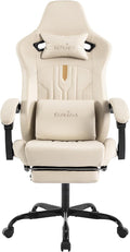 Gaming Chair with Footrest Ergonomic Computer Chair Massage Lumbar Cushion Racing Video Game Chair Adjustable Rocker Recliner Executive Office Desk Chair Pu Leather for Adults