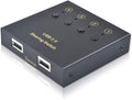 eKL USB Switch Selector 4 Computers in Sharing 2 USB Devices Out Controller USB 2.0 Peripheral Switcher Box Hub for Mouse Keyboard PCs Scanner Printer with Button Swapping and 4 Pack USB A to B Cable
