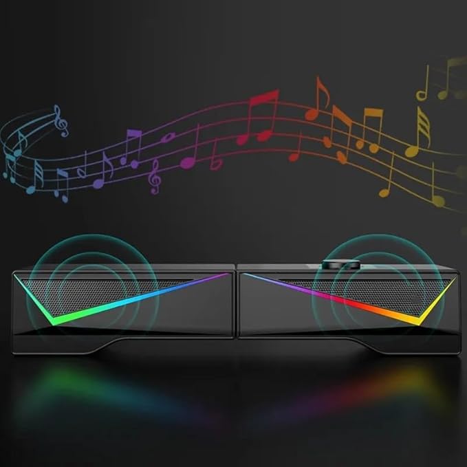 RGB Desktop Subwoofer Computer Speakers Separable Music Audio Wired PC Loudspeaker Stereo Surround