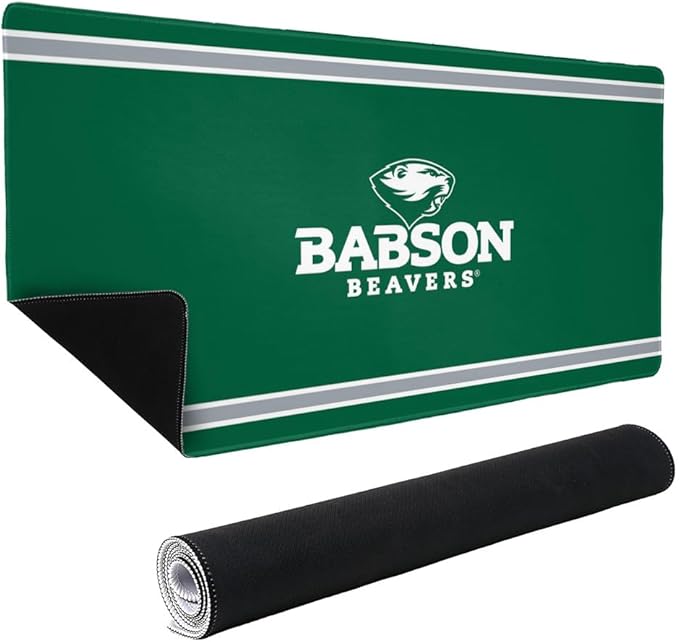 Babson College Beavers Primary Logo Stripes Large Gaming Mouse Pad Desk Mat with Stitched Edges Non-Slip Base for Gamer Home and Office 31.5 x 15.7