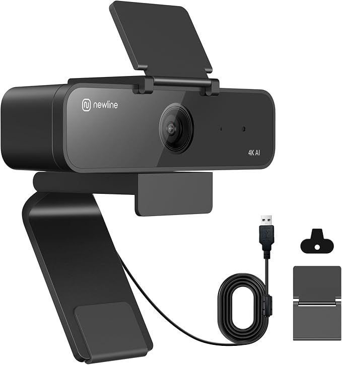 N newline 4K Webcam for PC USB Webcam with Microphone w/ 3 AI Modes Gesture Control Auto Focus 95° Wide Angle &amp Zoom for Video Call Meeting Gaming