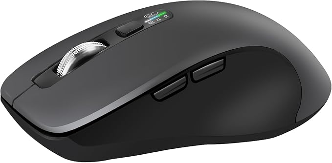 Wireless Bluetooth Mouse (USB + BT1 + BT2) Full Size Mouse 4-Way Scrolling Multi-Device Silent for Computer Laptop iPad MacBook (Grey)