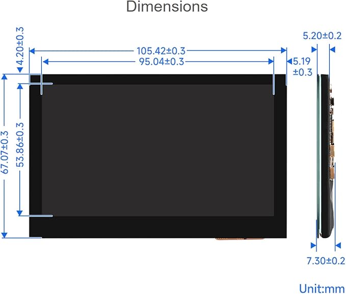 waveshare 4.3inch DSI Touch Display for Raspberry Pi 4B/3B+/3A+/3B/2B/B+/A+ Thin &amp Light Touch Screen 800×480 Resolution IPS Display Support 5-Point Capacitive Touch