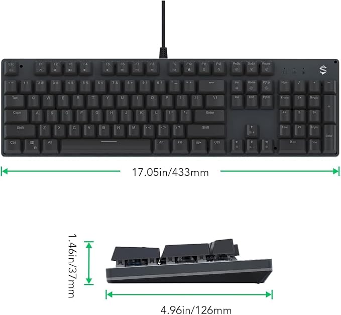 Black Shark RGB Mechanical Gaming Keyboard LED Backlit Wired Keyboard with Red Switches Fully Programmable Anti-Ghosting 104 Keys for Desktop PC Sixgill K2