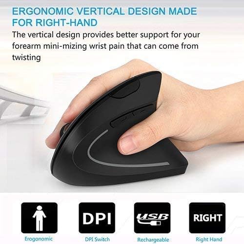 Wireless Ergonomic Mouse Jelly Comb Rechargeable 2.4G Bluetooth Vertical Mouse Switch to 3 Devices Optical Mice with 6 Buttons 3 Adjustable DPI Levels for Laptop PC MacBook Notebook