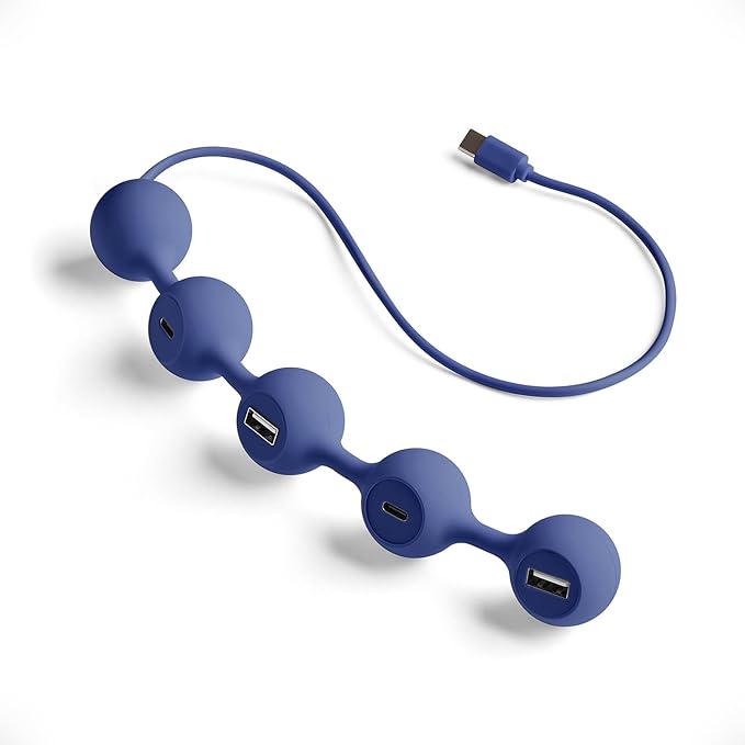 LEXON Peas HUB-C USB Hub with 2 USB-A and 2 USB-C Ports Multiport USB Extender for MacBook Ultrabooks and Tablets USB C to USB Adaptor Supports Charging and Data Transfer - Dark Blue