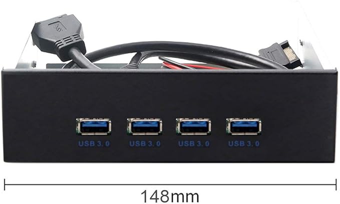 JSER USB 3.0 HUB 4 Ports HUB Front Panel to Motherboard 20Pin 19Pin Header Connector Cable Compatible for 5.25 CD-ROM Bay