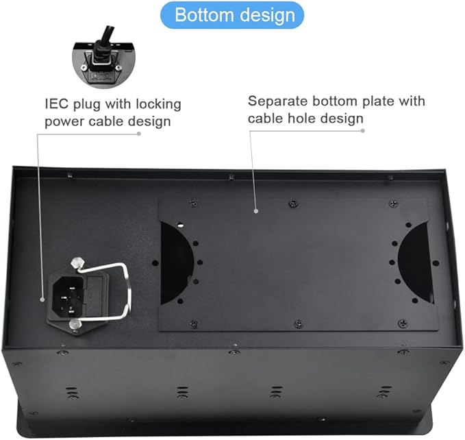 Tabletop Multimedia Connectivity Box with 4 AC Power+2 HDMI+2 RJ45+1 USB3.0 Port +1 USB-C +2 Audio with 5.58ft Power Cord for Conference Room Office Desk(Black)