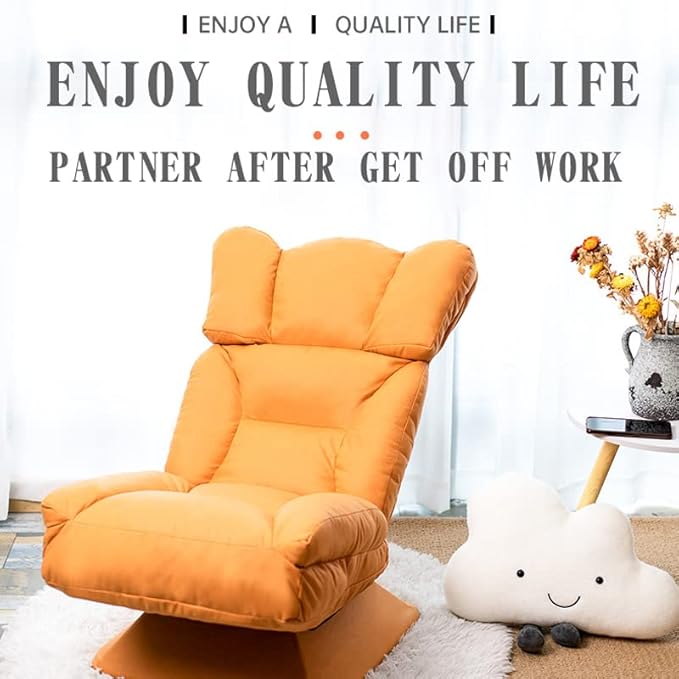 TBQATNTS Reclining Folding Floor Gaming Chair for Homehigh Back Folding 360-Degree Swivel Floor Lazy SofaChair Padded Backrest Lounger Sleeper Game Rocker for Teens AdultsB