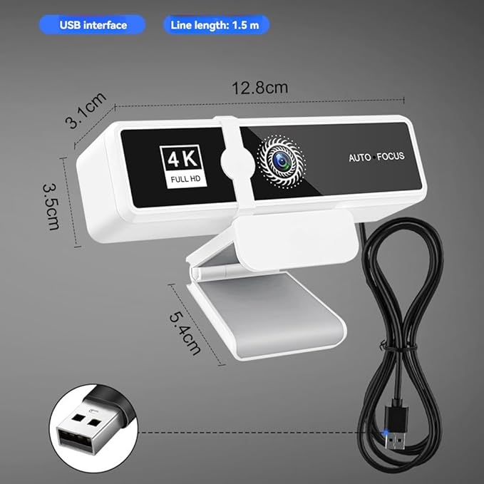 4K High Definition Computer Camera Network Live Broadcast High Definition Video Conference USB Camera with Built-in Microphone for Laptop Desktop A