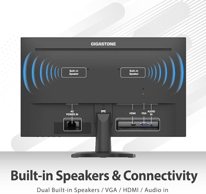 Gigastone 27 inch IPS LED Back Light Monitor 2-Pack 75Hz FHD 1920 x 1080 178° Wide View Frameless Dual Monitor 5ms Built-in Speakers Eye Care Technology Ergonomic Tilt VESA Mount HDMI VGA