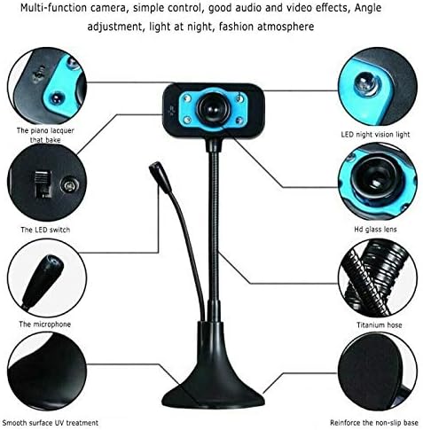 Computer Camera USB HD Webcam 1280 * 1024 USB Driver Free Web Camera with Built-in Noise Reduction Microphone for Laptop Live Broadcast Video (Color : As Show)